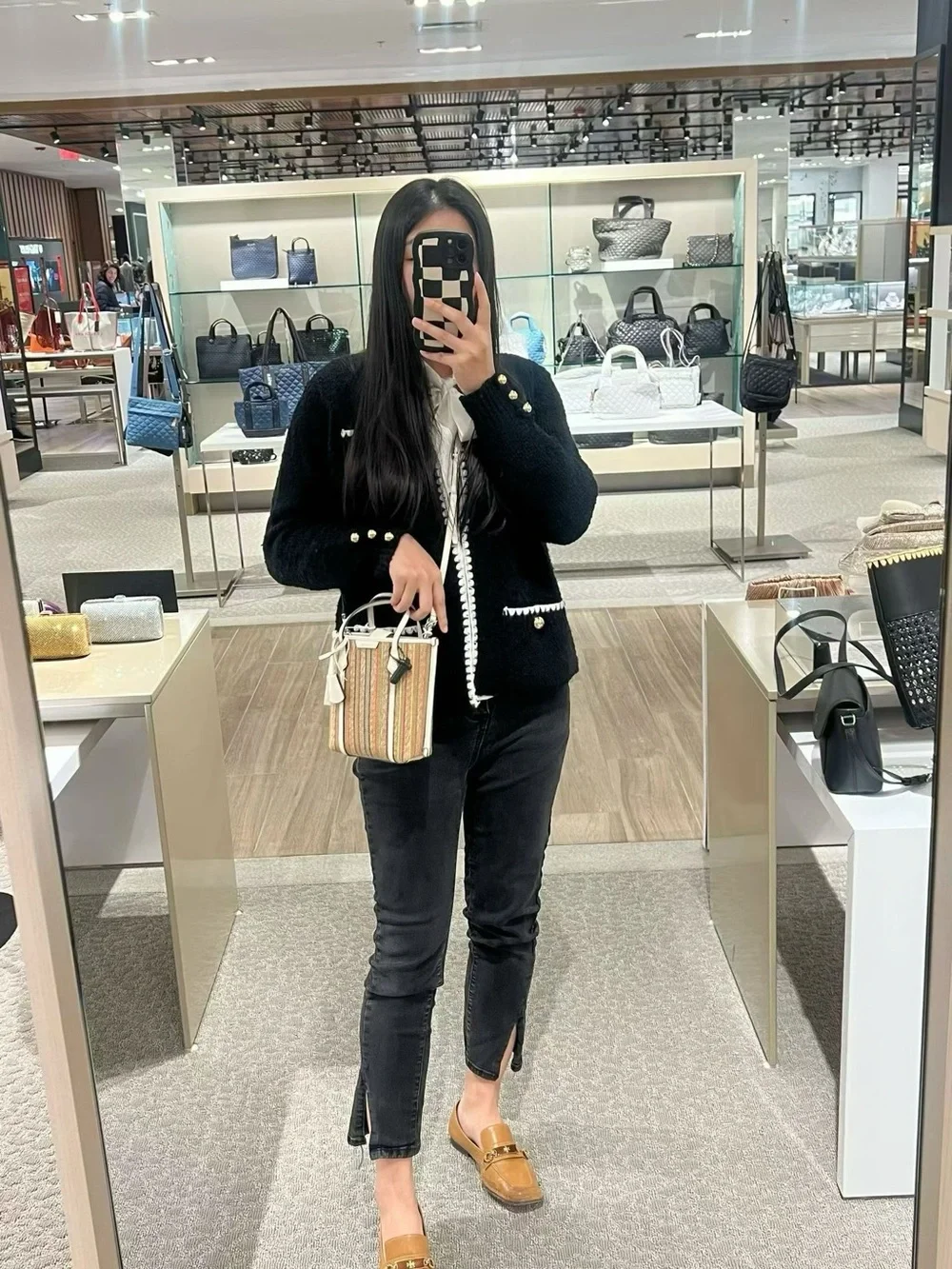 NWT Tory Burch Perry Mini Striped Raffia Tote